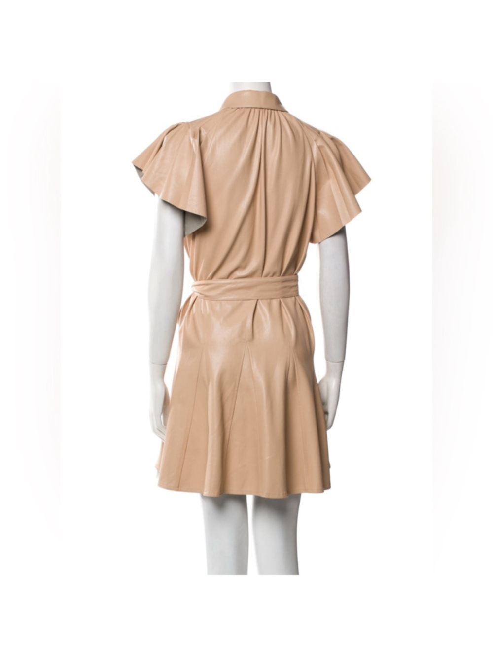 Alice + Olivia Tan Mini Dress with Pleated Wrap Design - Picture 8 of 10